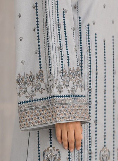 Mist Blue Embroidered Ready to Wear 3 Piece Suit with Printed Dupatta (Stitched)